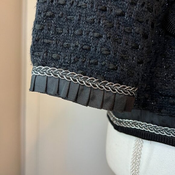 White House Black Market Black textured jacket with silver braiding, Size Small - Picture 13 of 15